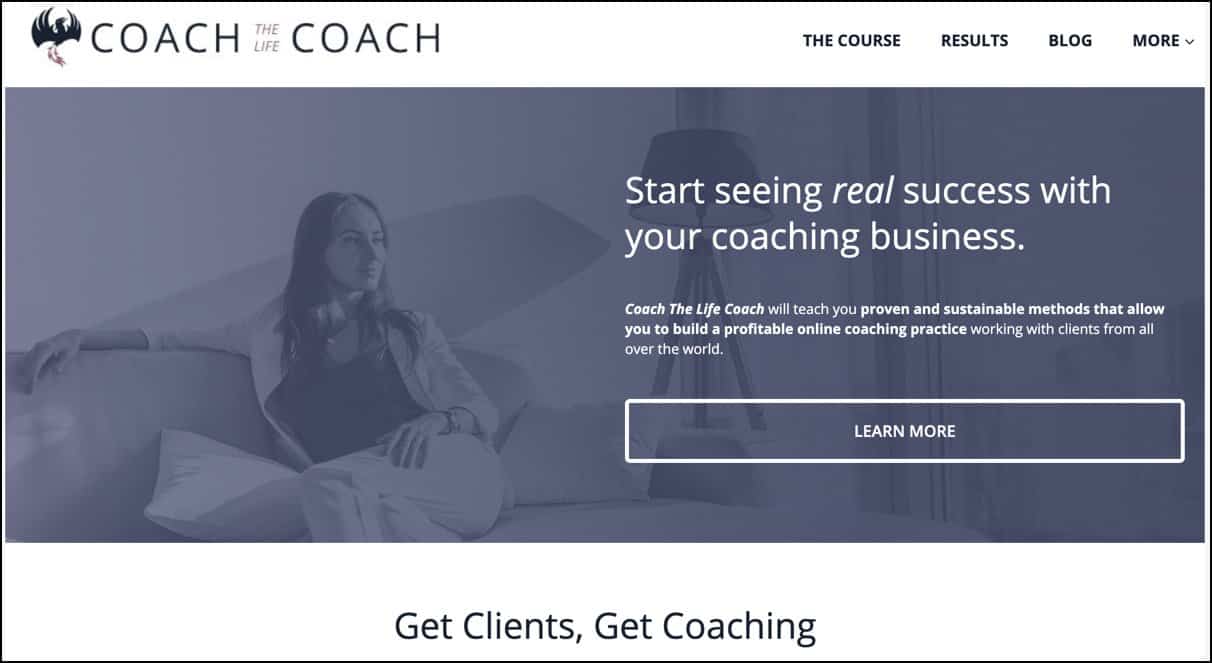 Coach The life Coach website header