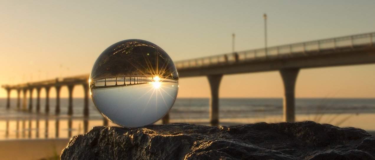 crystal ball with bridge behind it