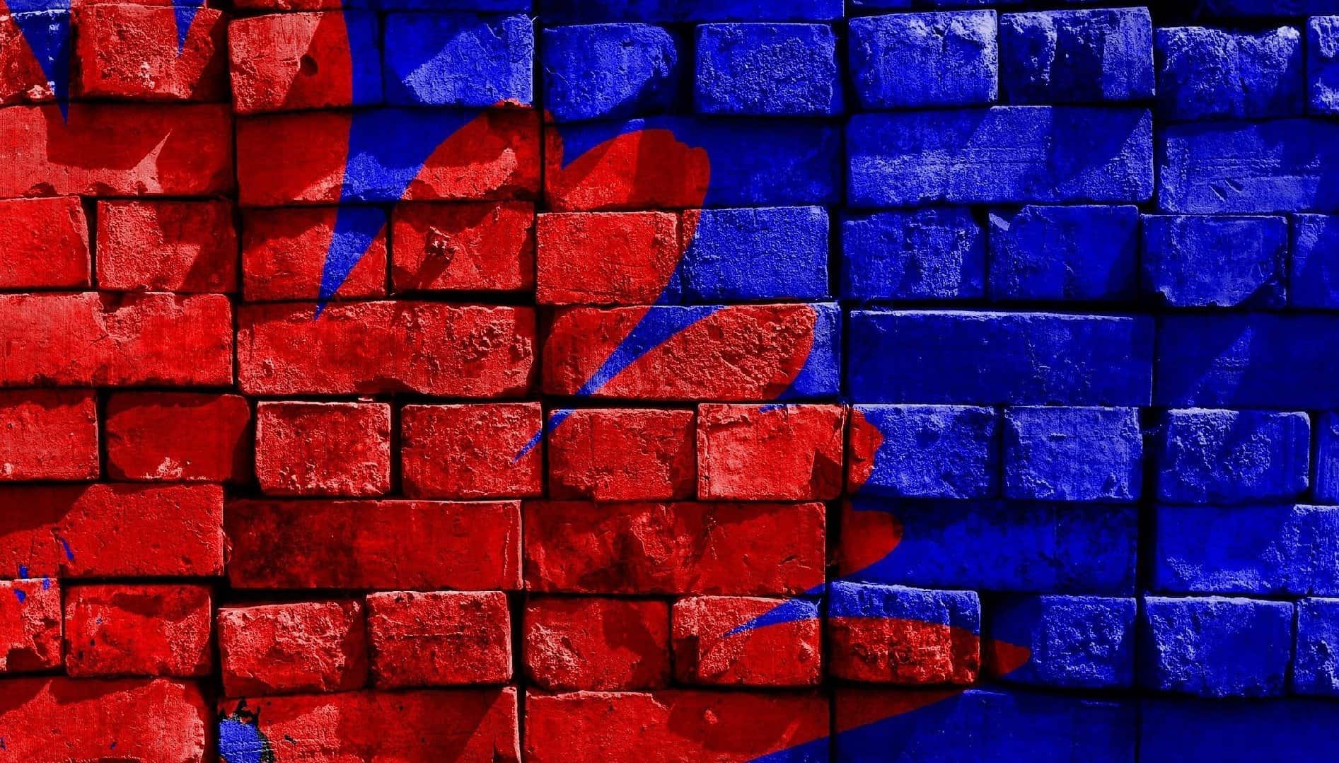 red and blue bricks